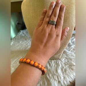 Orange Bead Stretch Bracelet